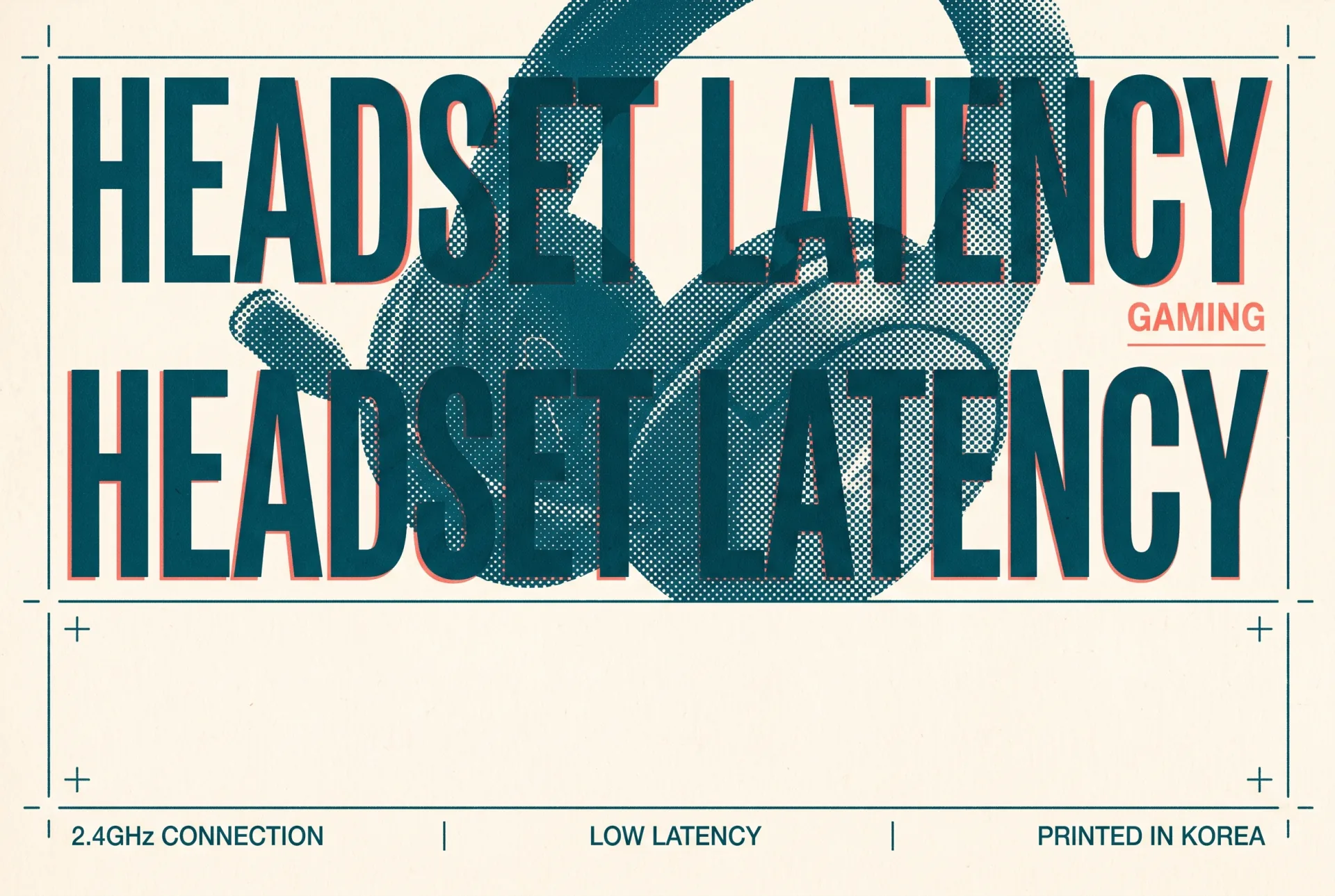 HEADSET LATENCY 타이포가 들어간 2도 리소그래프 편집 이미지
