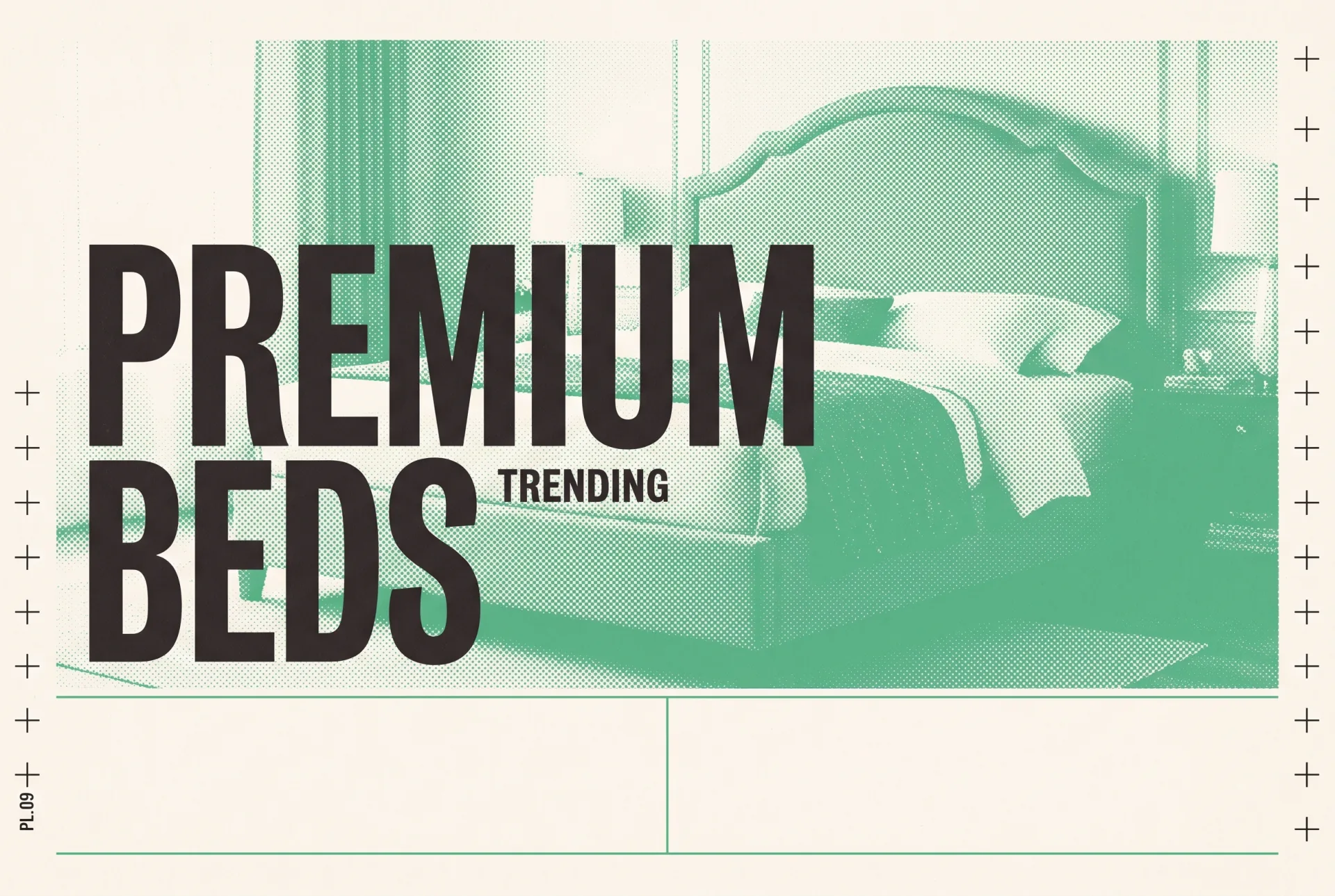 PREMIUM BEDS 타이포가 들어간 2도 리소그래프 편집 이미지