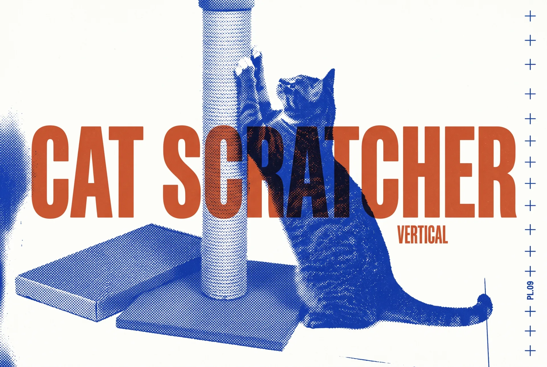 CAT SCRATCHER 타이포가 들어간 2도 리소그래프 편집 이미지