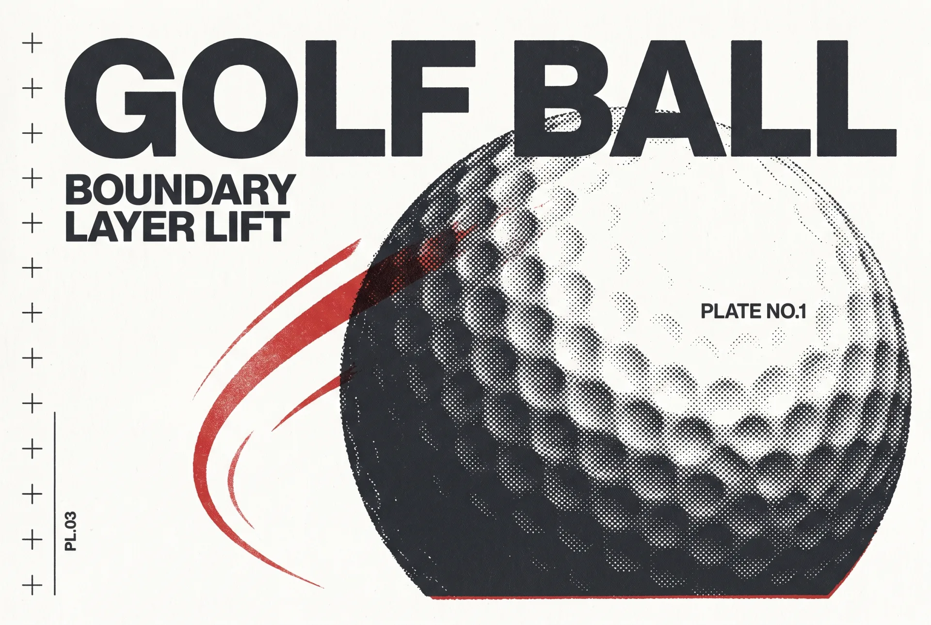 GOLF BALL 타이포가 들어간 2도 리소그래프 편집 이미지