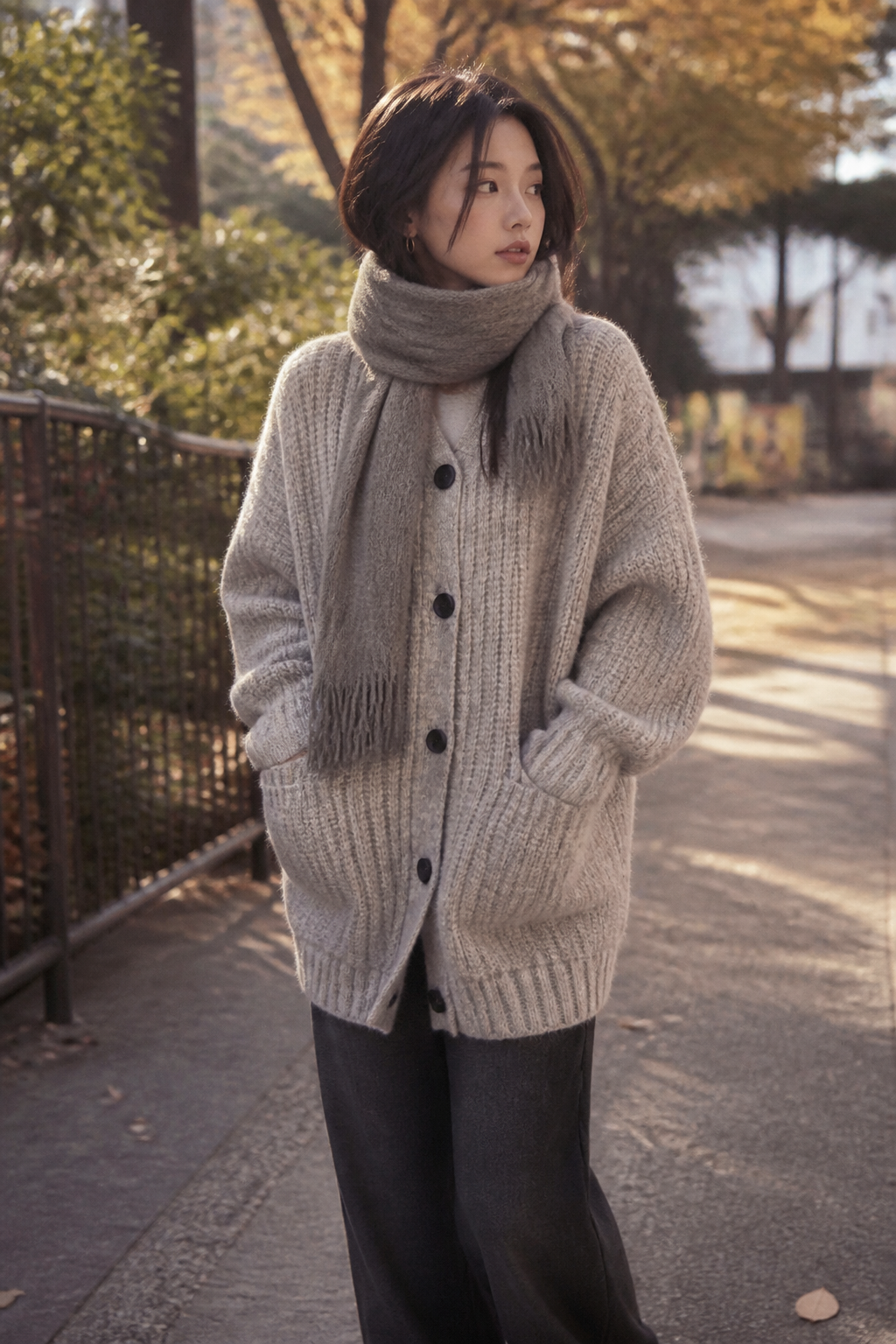 Soft Grey Cardigan Yeonnam Afternoon