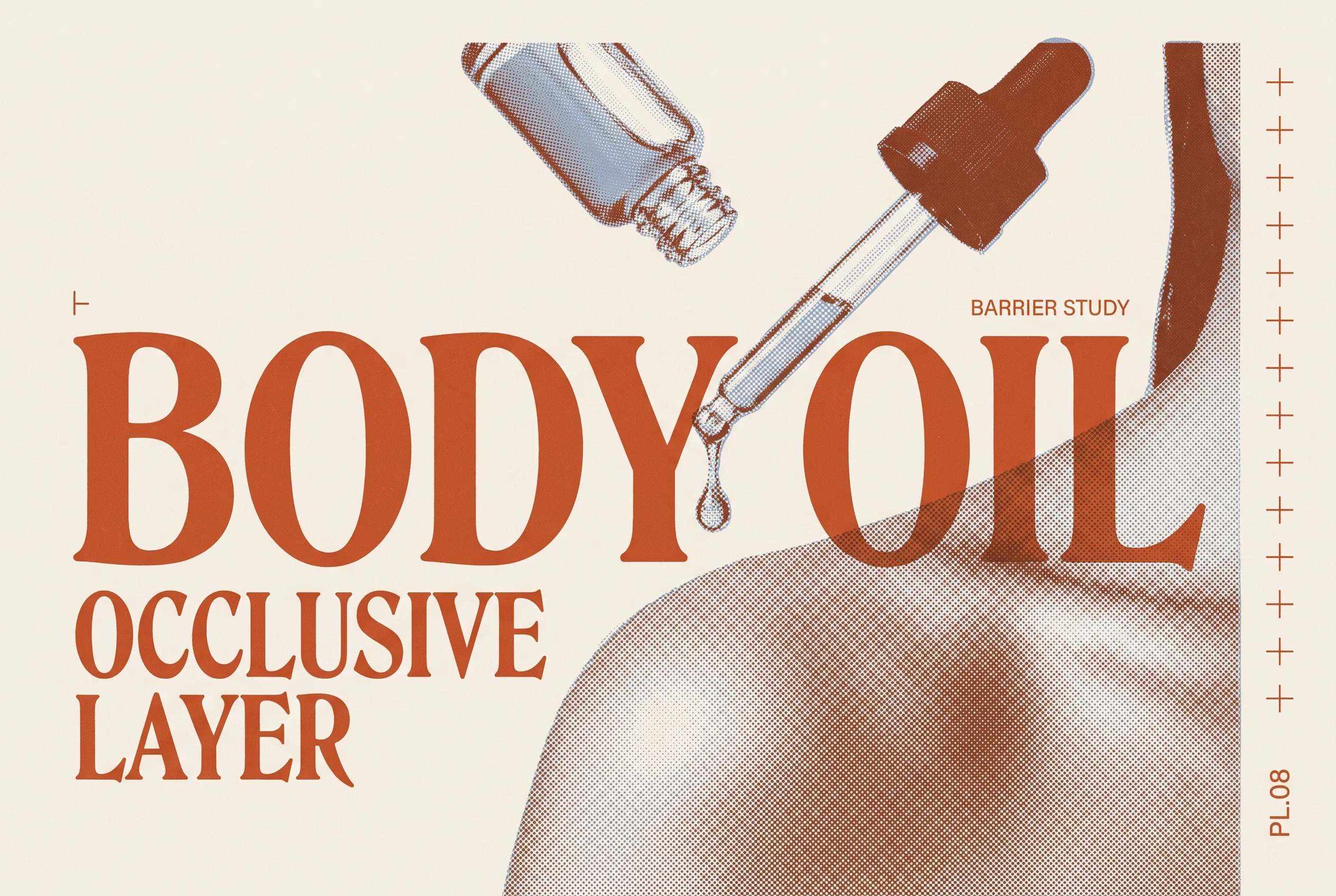 BODY OIL 타이포가 들어간 2도 리소그래프 편집 이미지