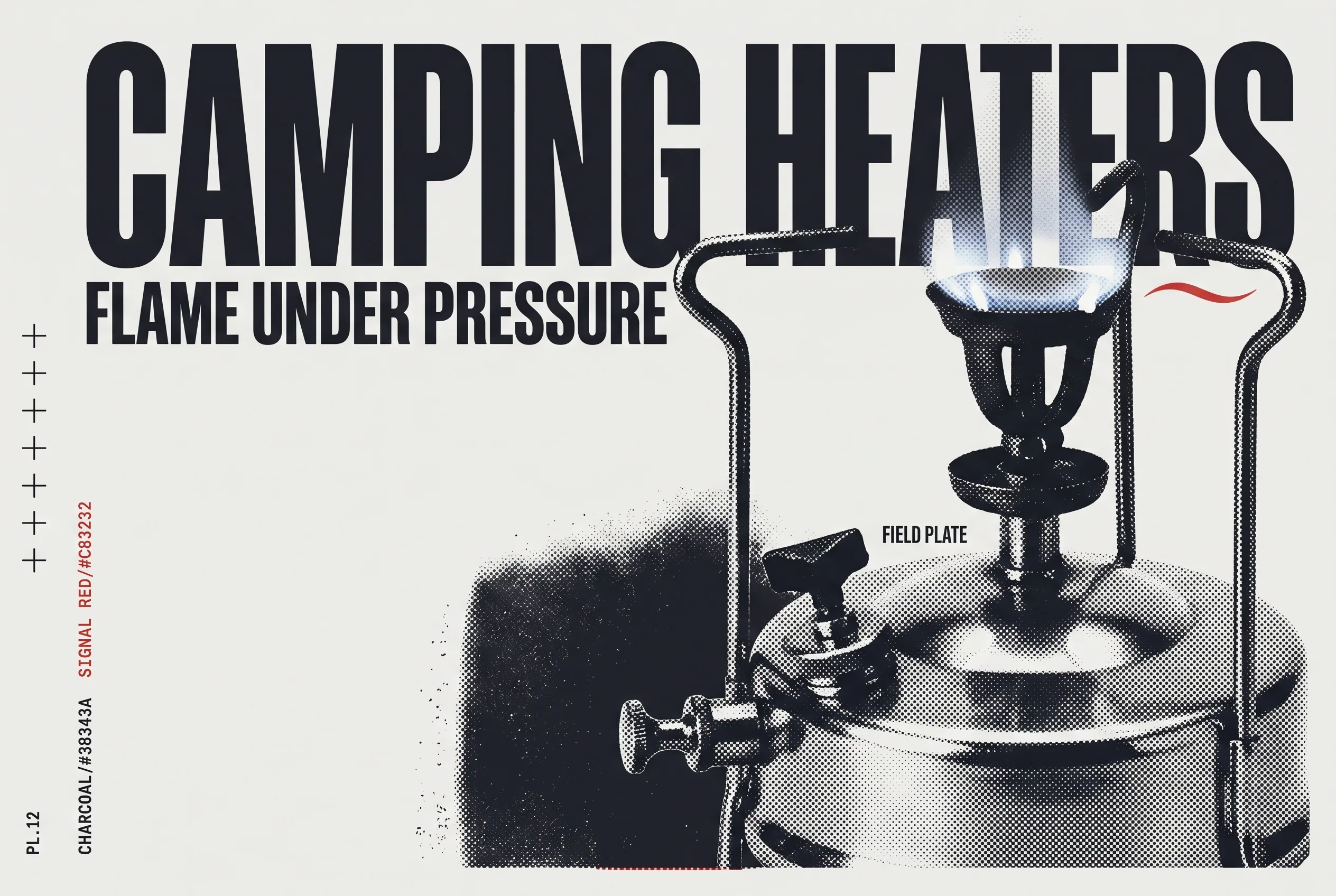 CAMPING HEATERS 타이포가 들어간 2도 리소그래프 편집 이미지