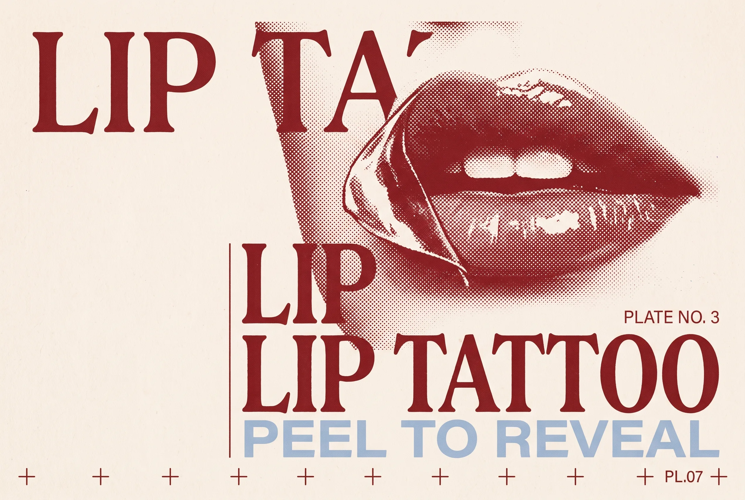 LIP TATTOO 타이포가 들어간 2도 리소그래프 편집 이미지