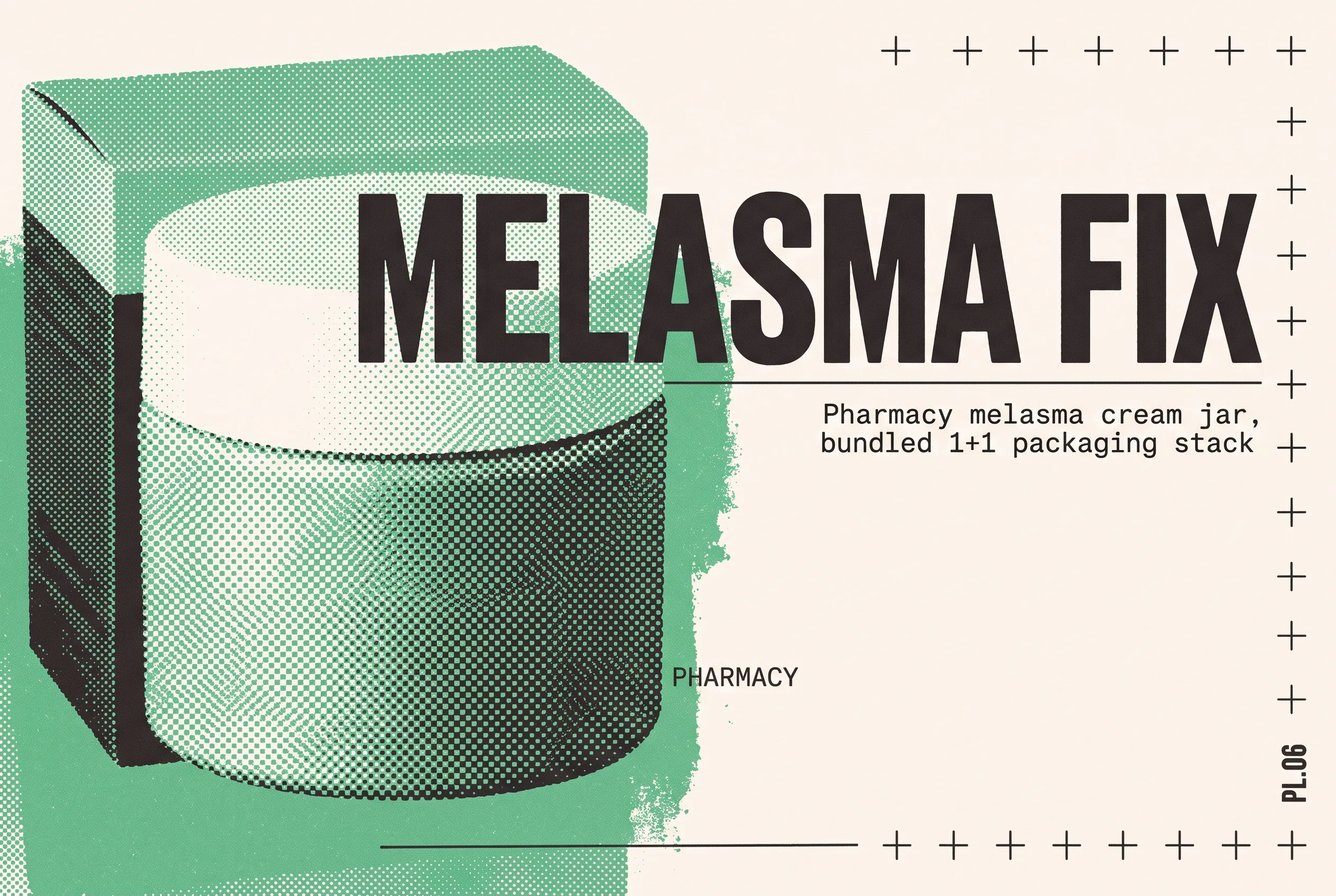 MELASMA FIX 타이포가 들어간 2도 리소그래프 편집 이미지