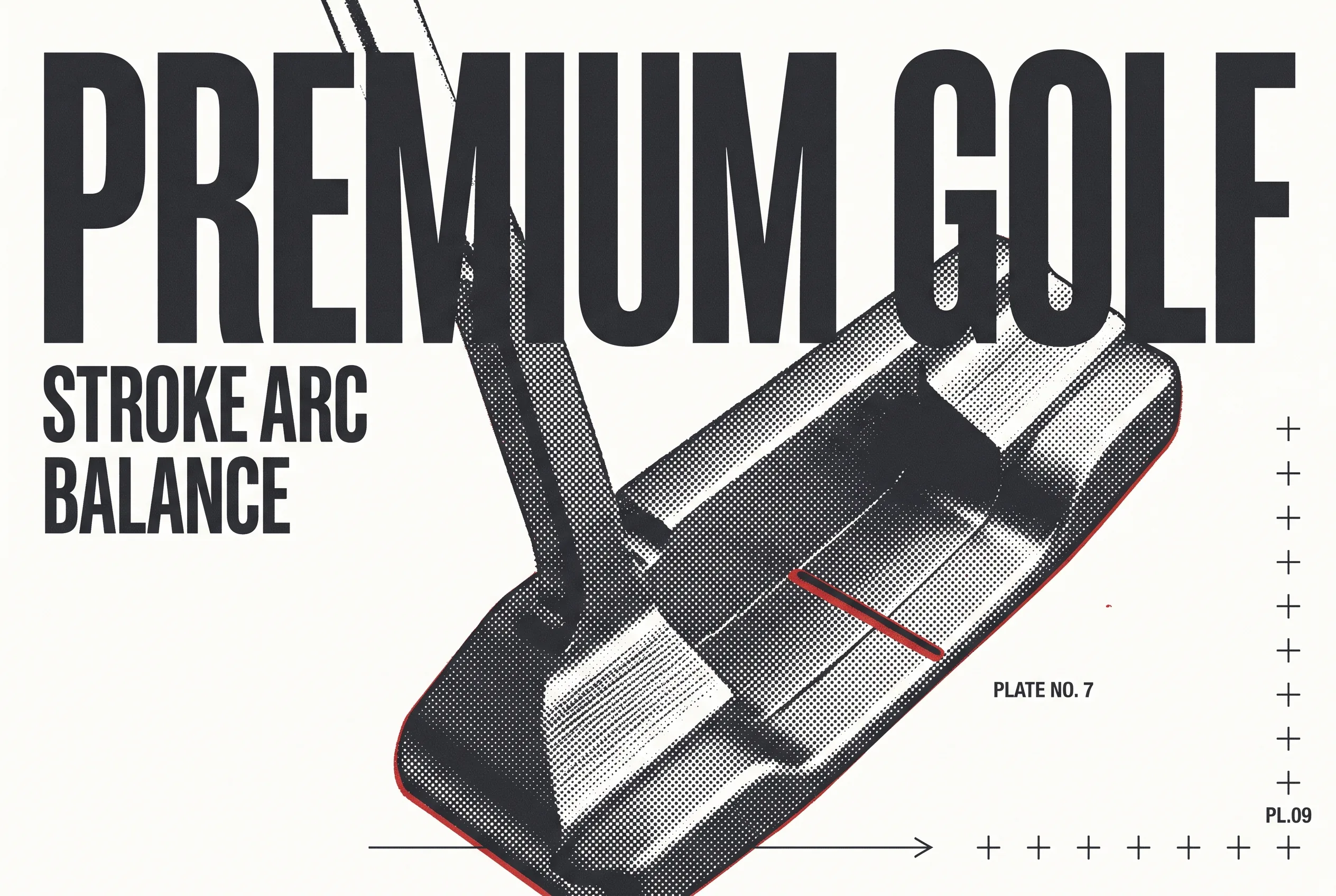 PREMIUM GOLF 타이포가 들어간 2도 리소그래프 편집 이미지