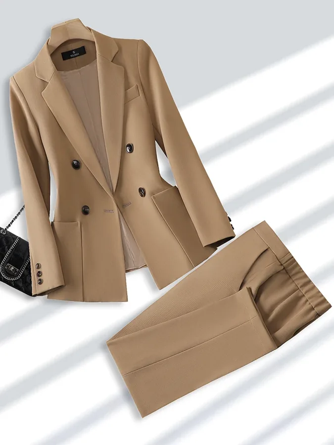 [FW26-058] Beige Tailored Blazer + Trousers Set