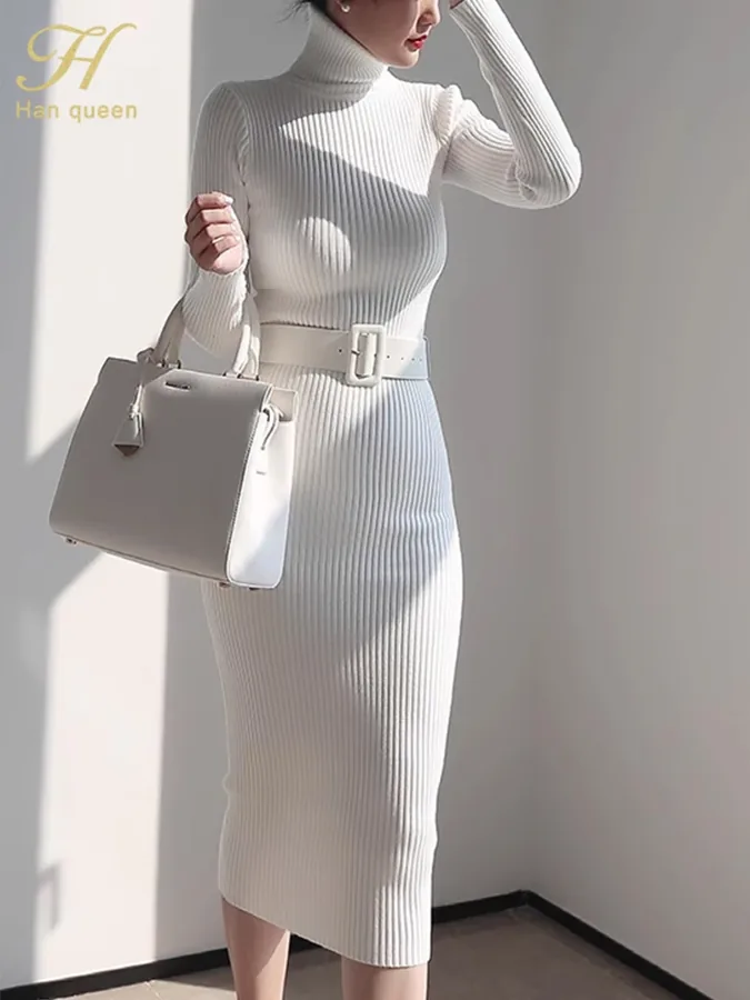 [FW26-068] Knitted Sweater Dress Midi