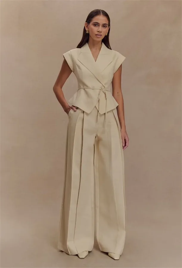 [FW26-069] Beige Set Blazer Pants Trousers Jacket