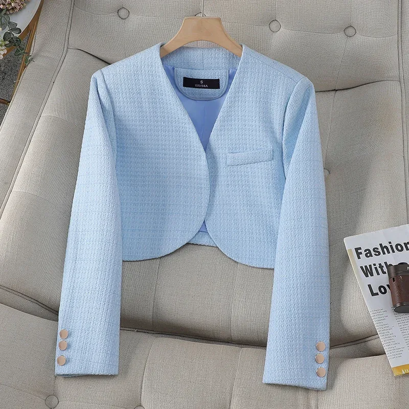 [FW26-091] Blazer White Black Cardigan Coat Jacket