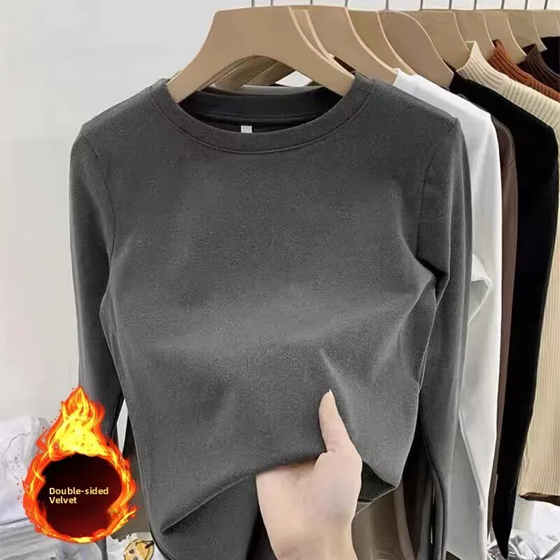 [FW26-099] Round Neck Base Shirt Style Pure Color Slim Fit Inner Wear