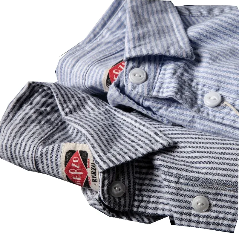 [FW26-107] Washed Pure Cotton Oxford Cloth Long Sleeve Casual Striped