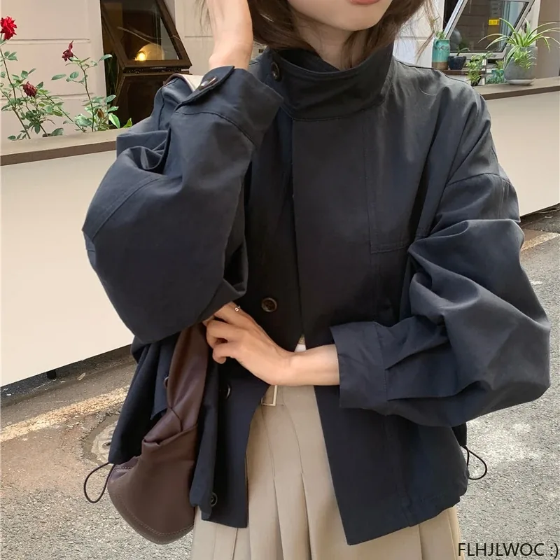 [FW26-114] Korea Short Outerwear Woman Casual Loose Lazy Chic Long Sleeve