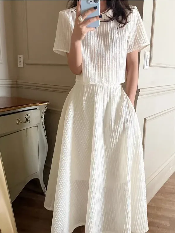 [SS26-009] White Soft Summer Midi Dress
