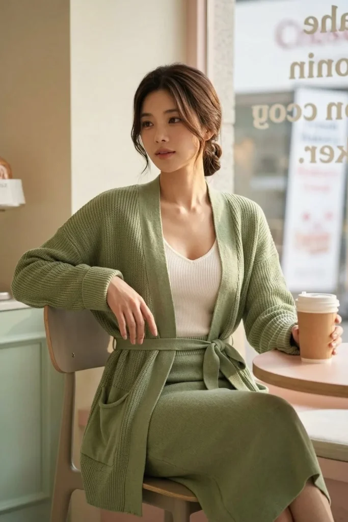 [FW26-077] Cardigan Midi Dress Knitted