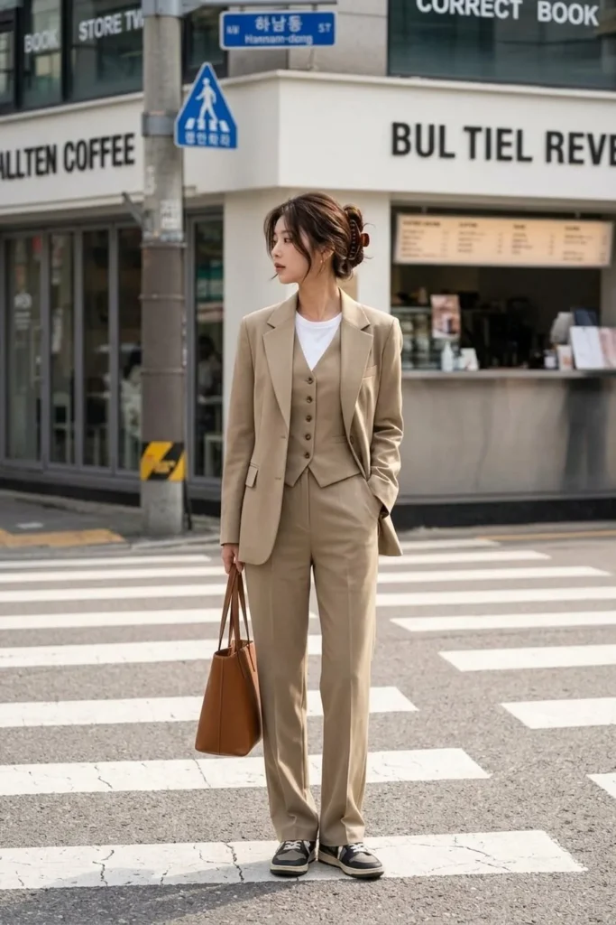 [FW26-084] Khaki Beige Pants Set Blazer Trousers