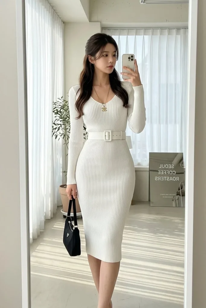 [FW26-088] Knitted Dress Sweater Midi