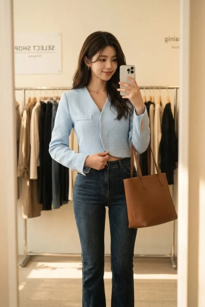 [FW26-091] Blazer White Black Cardigan Coat Jacket