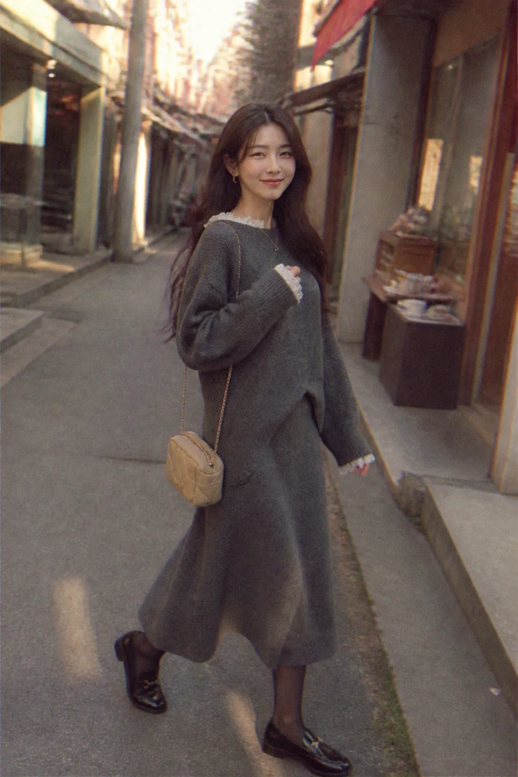 Charcoal Fuzzy Knit Set