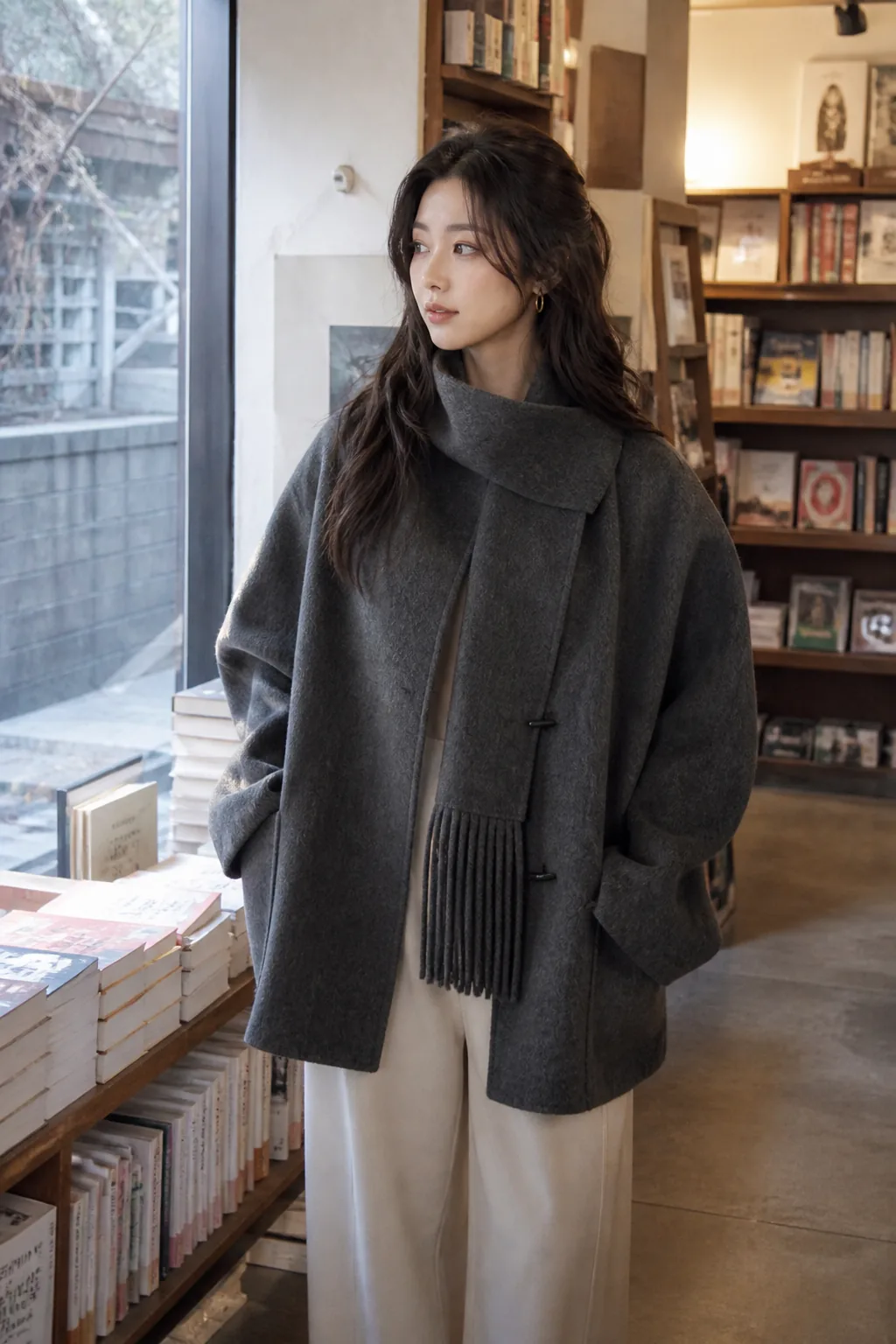 Charcoal Scarf Coat