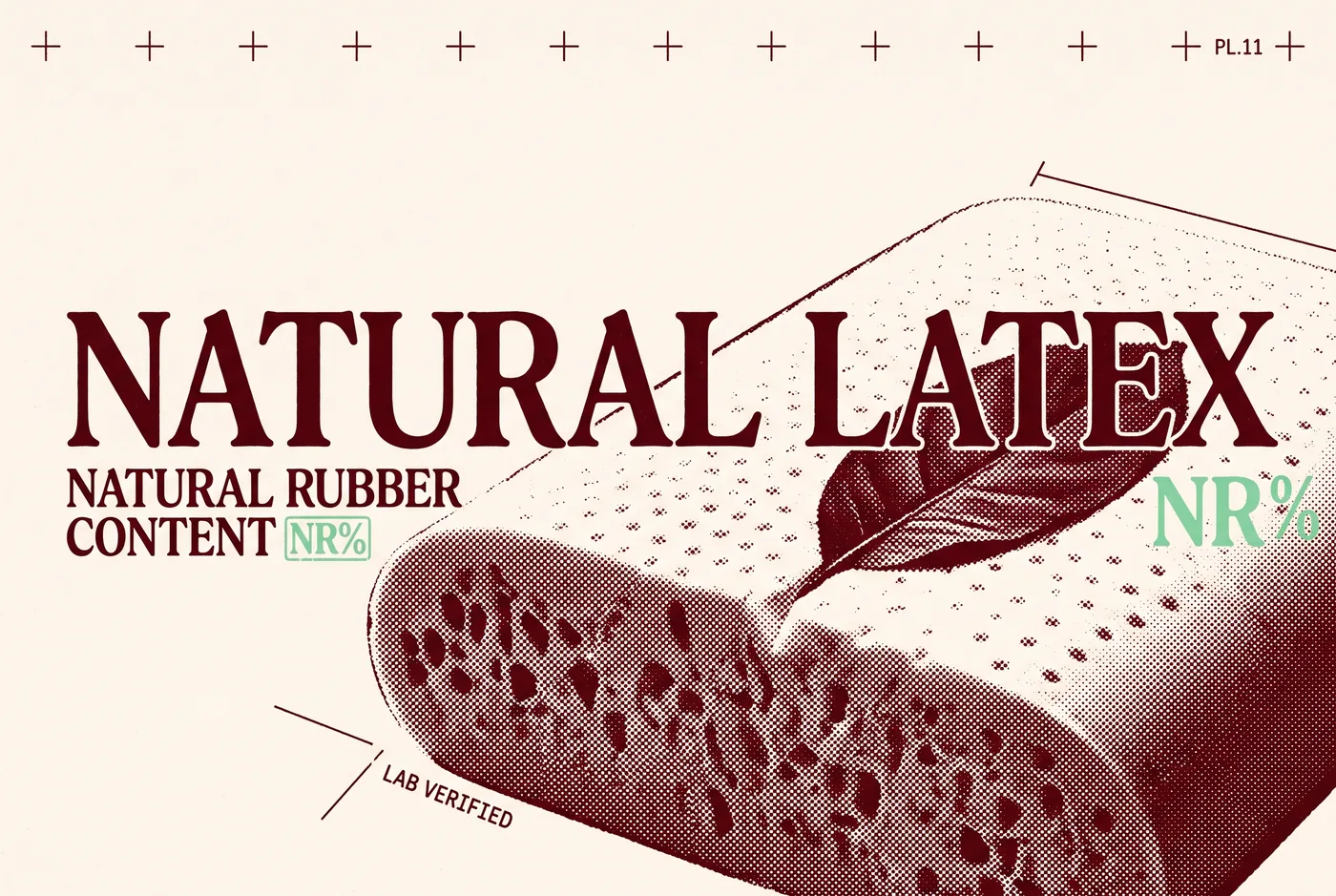 NATURAL LATEX 타이포가 들어간 2도 리소그래프 편집 이미지
