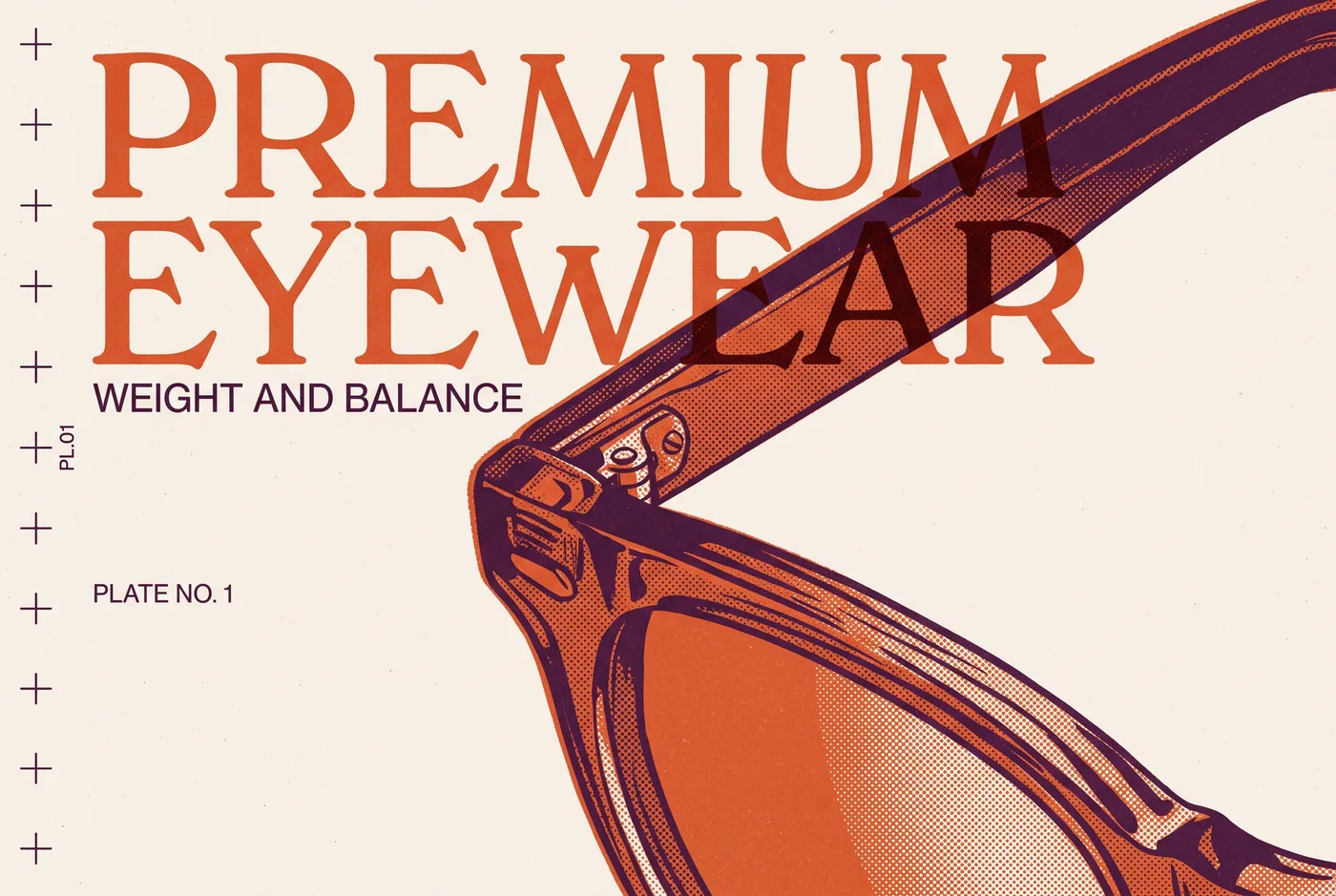 PREMIUM EYEWEAR 타이포가 들어간 2도 리소그래프 편집 이미지