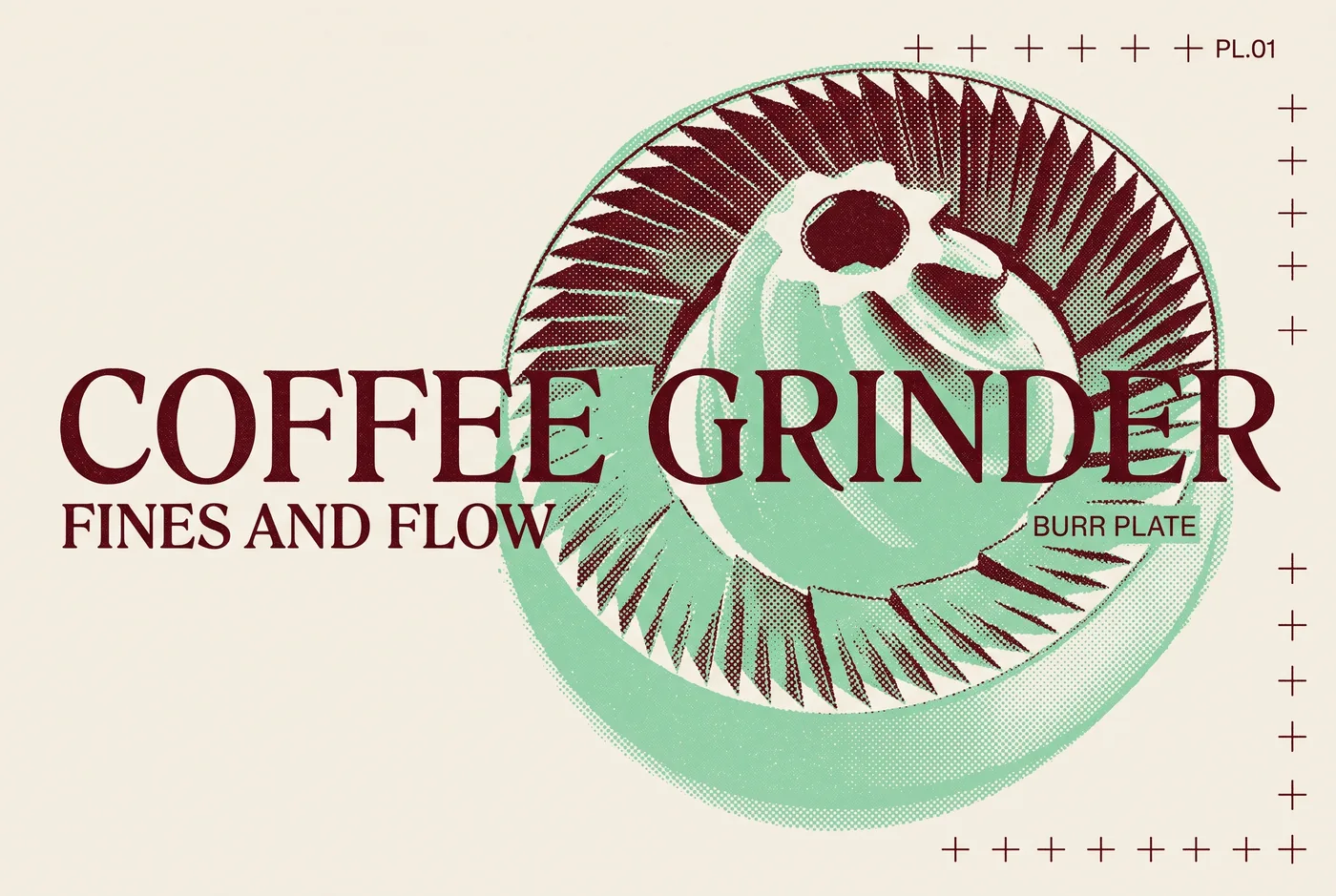 COFFEE GRINDER 타이포가 들어간 2도 리소그래프 편집 이미지