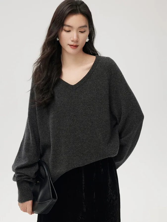[FW26-157] Cashmere V-Neck Sweater Simple Bottoming Shirt Warm And Stylish