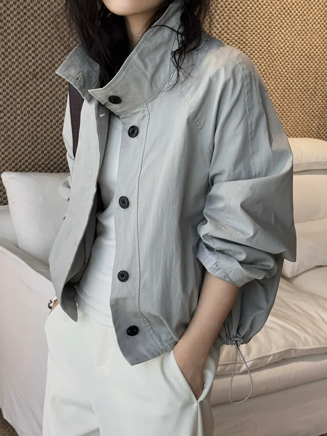 [FW26-159] Seizprojects Korean-Style Trendy Arched-Seam Stand-Collar