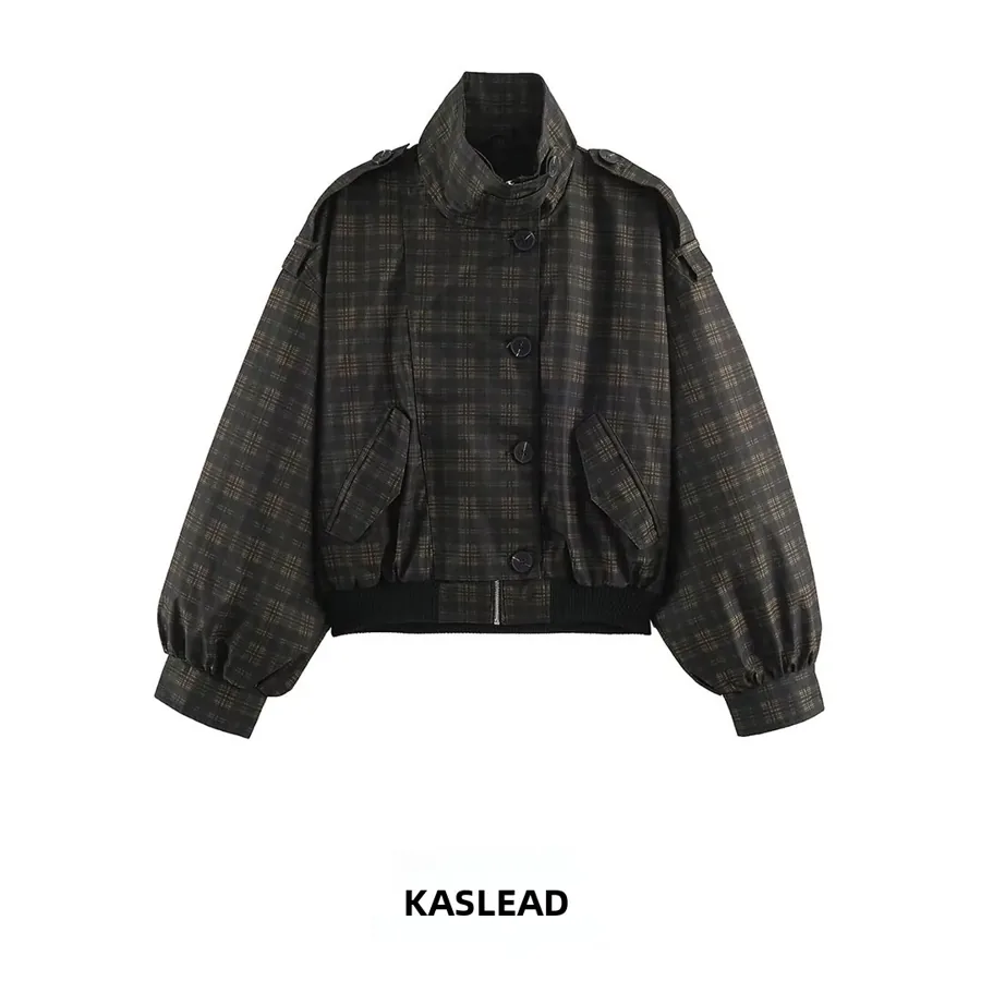 [FW26-192] Kaslead Plaid Pilot Jacket Short Outerwear Long Sleeve