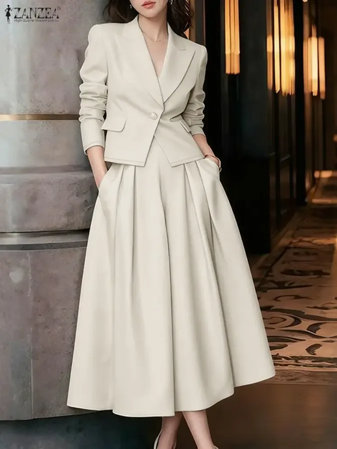 [FW26-219] Zanzea Office Women 2 Piece Sets Outfits Elegant Long Sleeve