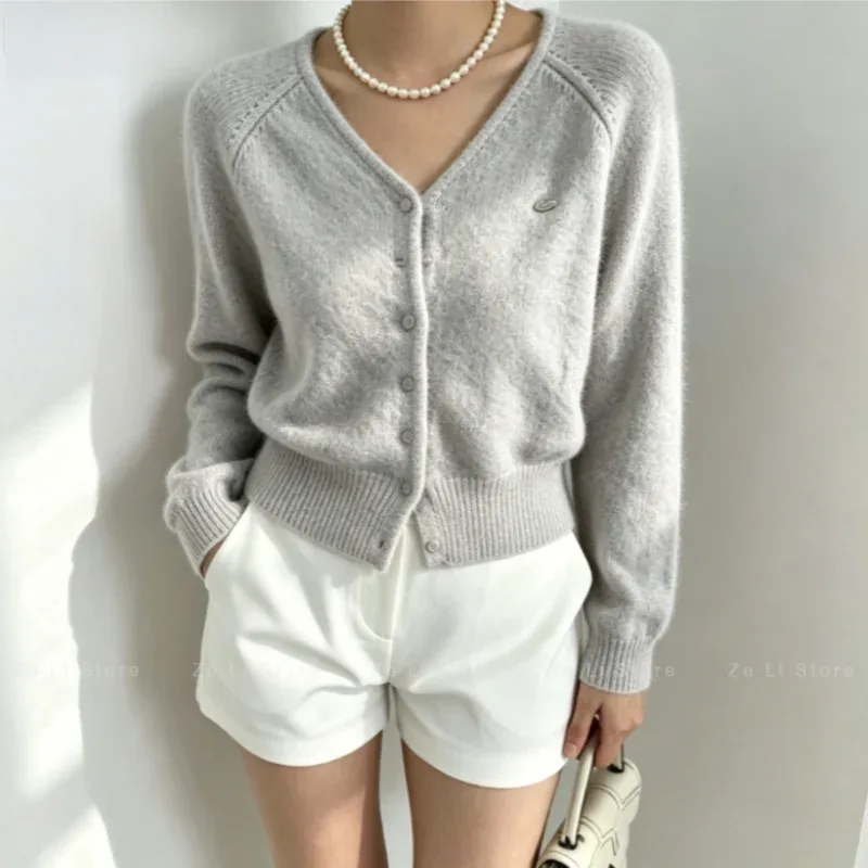[FW26-229] Knitted Sweater Candy Color Simple Slimming Pure Color Daily