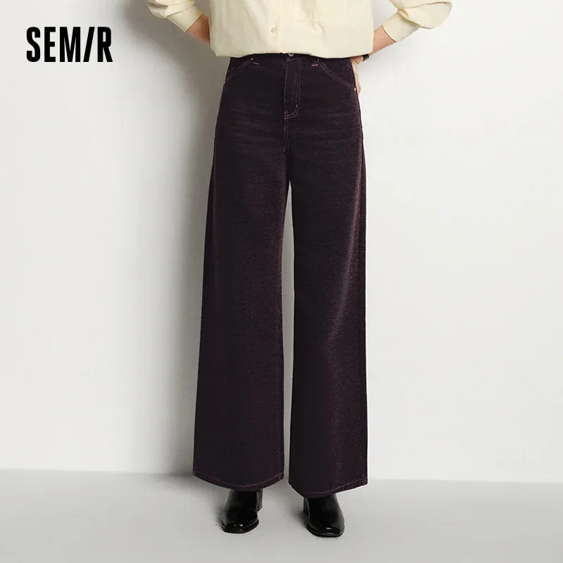 [FW26-243] Semir Jeans Women Maillard Flocked Long Pants Cool Style Fleece