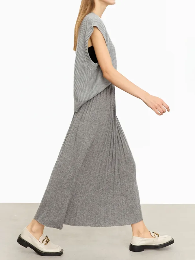 [FW26-247] Amii Minimalist Pleated Skirt For Women Clothing Loose Elastic