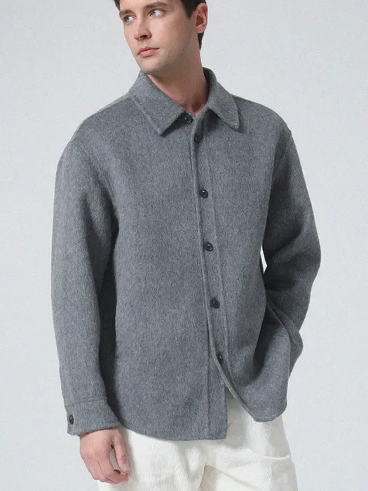 [M26-163] 파보에 셀비온 울 셔츠 재킷 차콜
