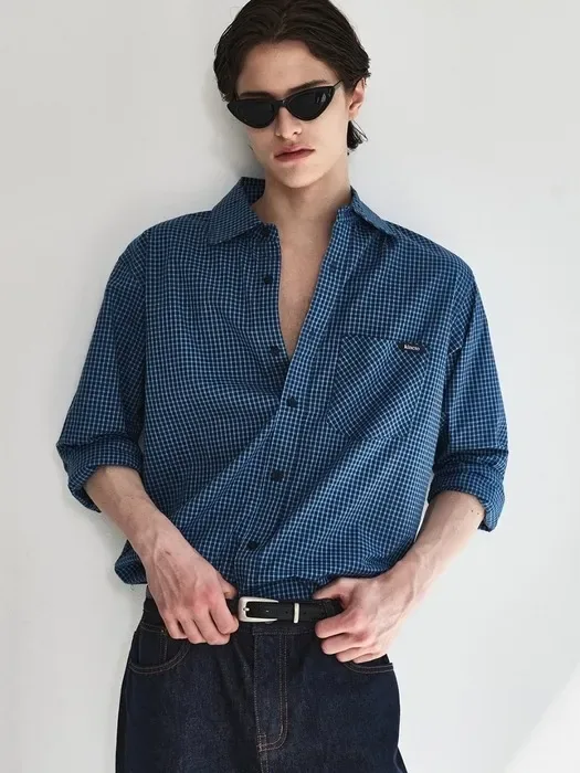 [M26-302] 키네토 체크 셔츠 블루